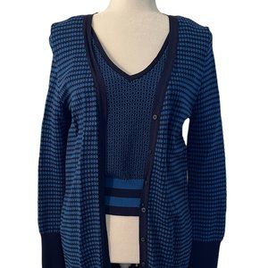 ZARA Knits Sweater Set (2 Pieces) V-Neck Print Cardigan + Sleeveless Top